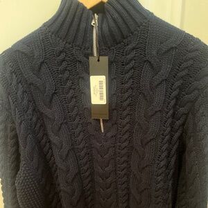 Jenni Kayne Dark Navy Cotton Half Zip Pullover Swearerr Women XS NWT